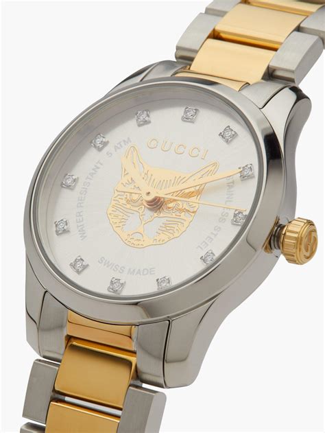 gucci g mother of pearl diamond ladies watch|gucci mystic cat watch.